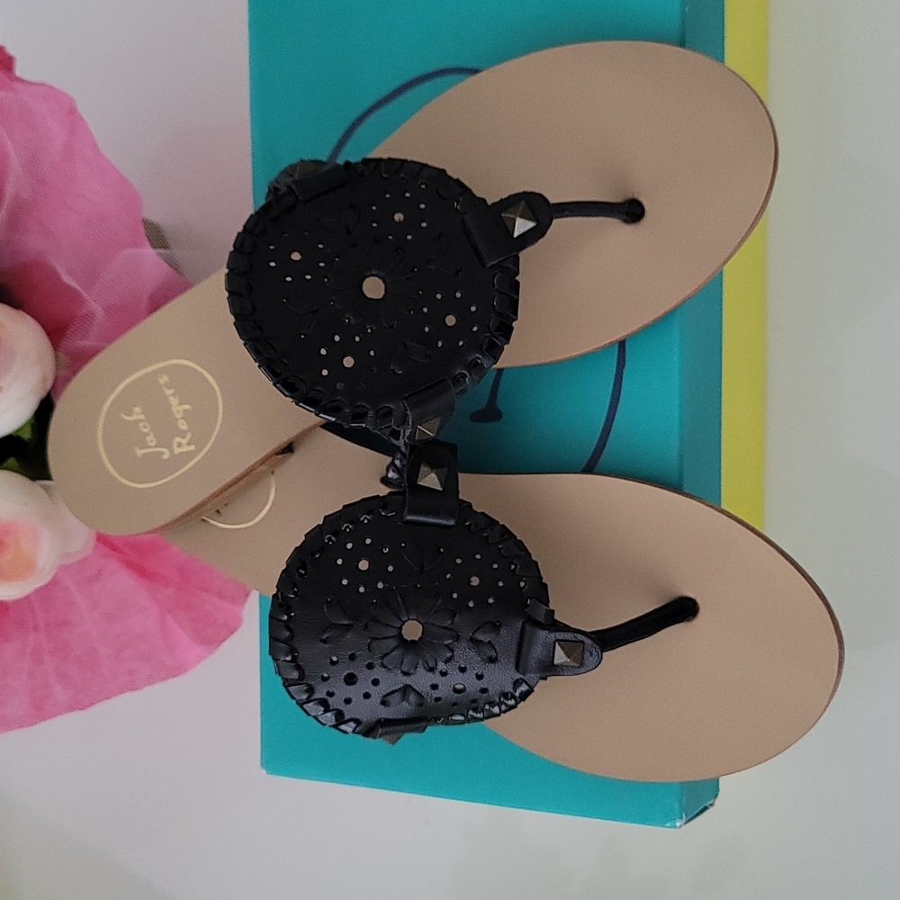 ⚘️NWOT Jack Rogers Black Georgica Sandals Size 7